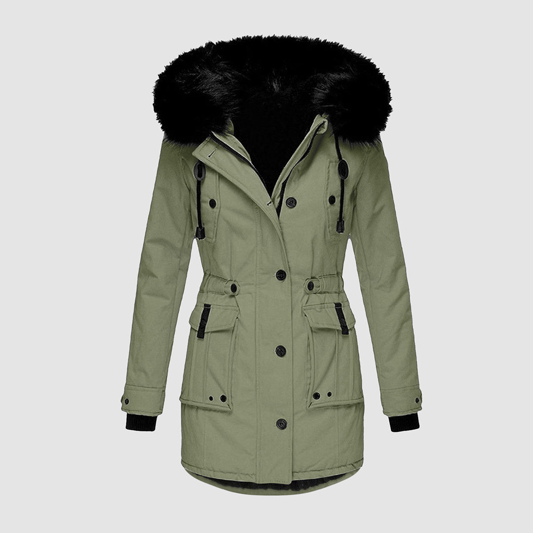 Warm Winter Coat with Fleece Lining - Tove-Green-S-State of Style
