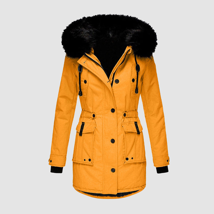 Warm Winter Coat with Fleece Lining - Tove-Mustard yellow-S-State of Style