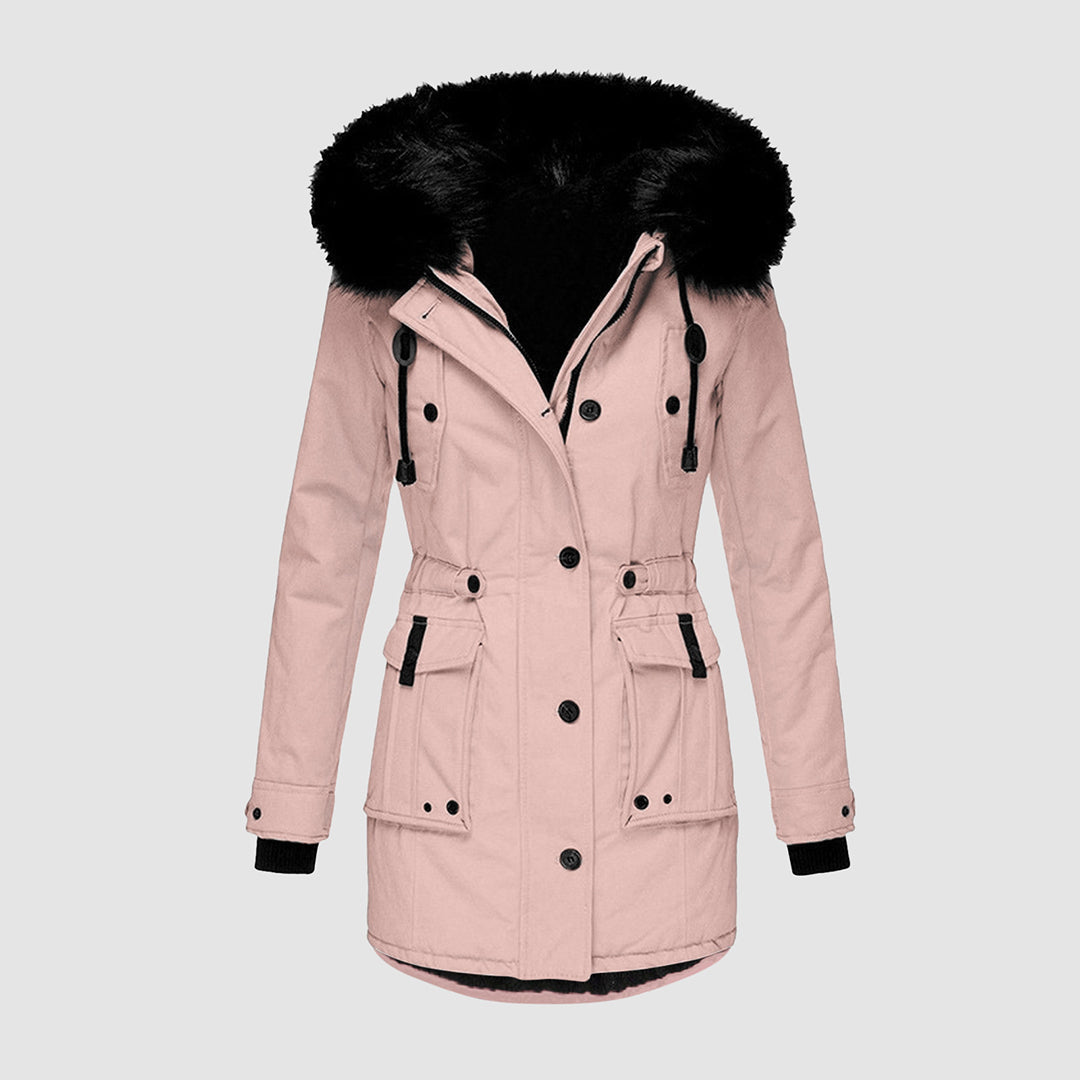 Warm Winter Coat with Fleece Lining - Tove-Pink-S-State of Style