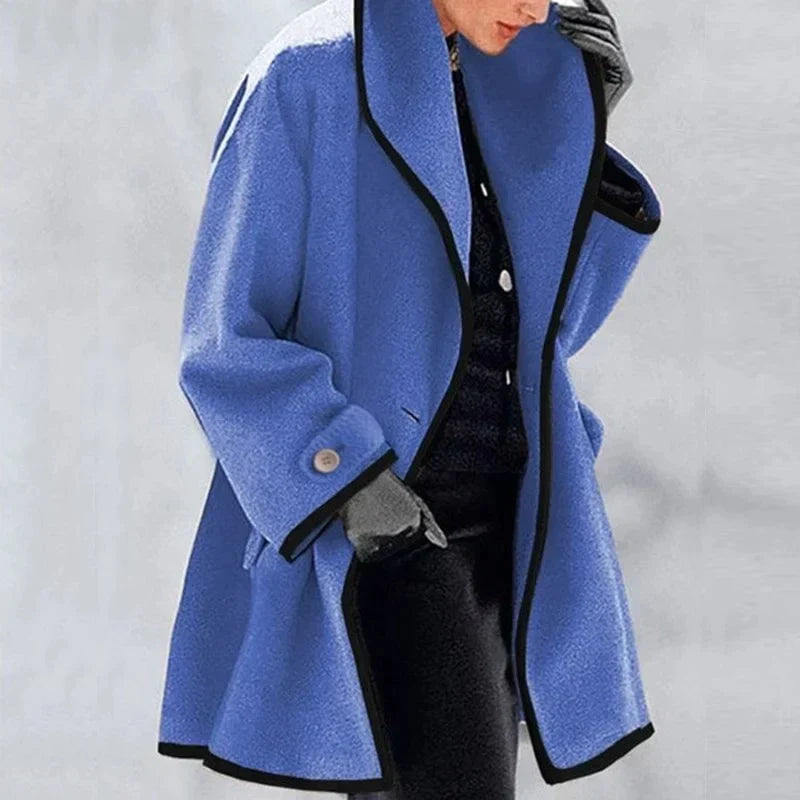Warm Winter Wool Ladies Trench Coat - Emma-Blue-S-State of Style