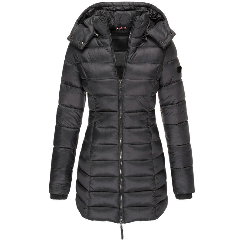 Warm Women's Down Jacket with Hood - Olivia-Black-S-State of Style