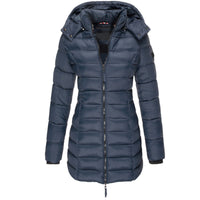 Warm Women's Down Jacket with Hood - Olivia-Dark Blue-S-State of Style