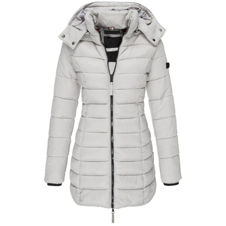 Warm Women's Down Jacket with Hood - Olivia-Grey-S-State of Style