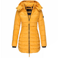 Warm Women's Down Jacket with Hood - Olivia-Yellow-S-State of Style
