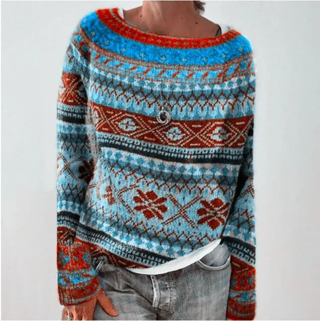 Warm Women's Sweater with Stylish Details - Nova-Blue Colour-S-State of Style