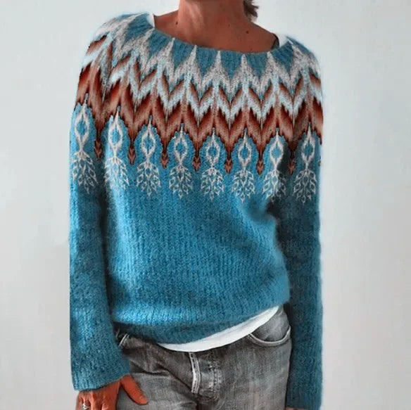 Warm Women's Sweater with Stylish Details - Nova-Blue Feather-S-State of Style
