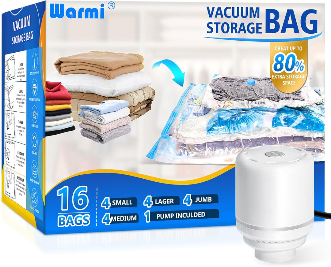 Vacuum Storage Bag Set with Electric Pump – Multi-Size Space Saver – 1+1 FREE