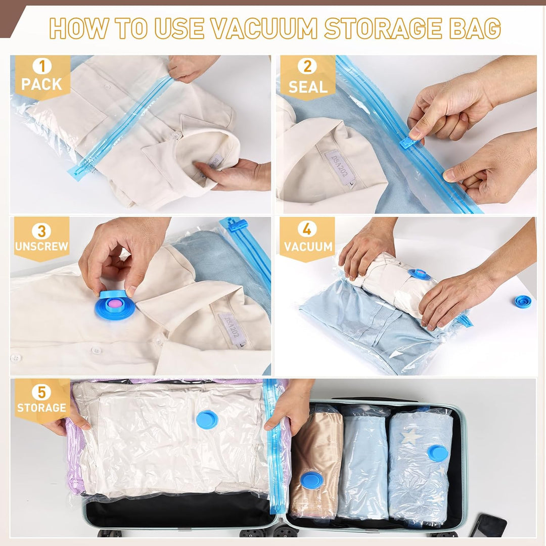 Vacuum Storage Bag Set with Electric Pump – Multi-Size Space Saver – 1+1 FREE