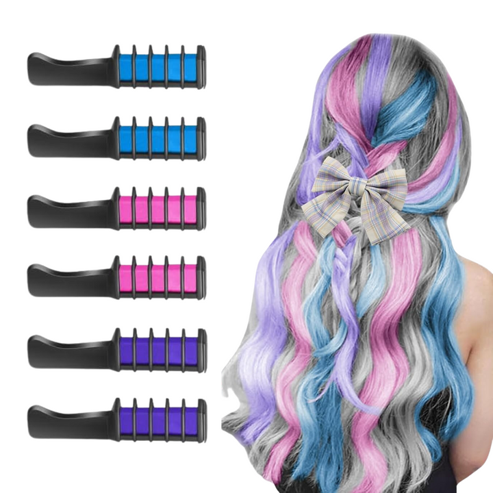 Washable Hair Chalk Comb – Fun Temporary Hair Colour-Blue-Pink-Purple-State of Style