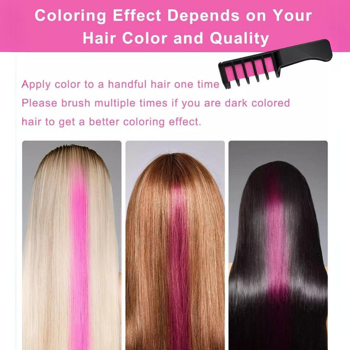 Washable Hair Chalk Comb – Fun Temporary Hair Colour-Blue-Yellow-Purple-Red-Green-Pink-State of Style