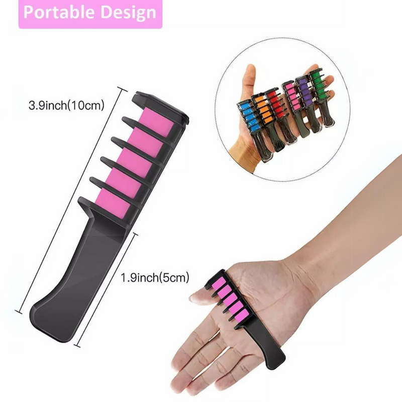 Washable Hair Chalk Comb – Fun Temporary Hair Colour-Blue-Yellow-Purple-Red-Green-Pink-State of Style