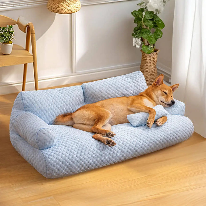 Washable Plush Pet Cushion Bed - CozyPaws-M-Blue-State of Style