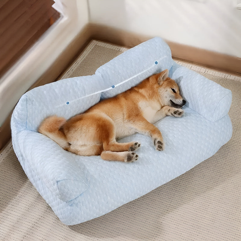 Washable Plush Pet Cushion Bed - CozyPaws-M-Blue-State of Style