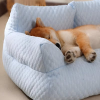 Washable Plush Pet Cushion Bed - CozyPaws-M-Blue-State of Style