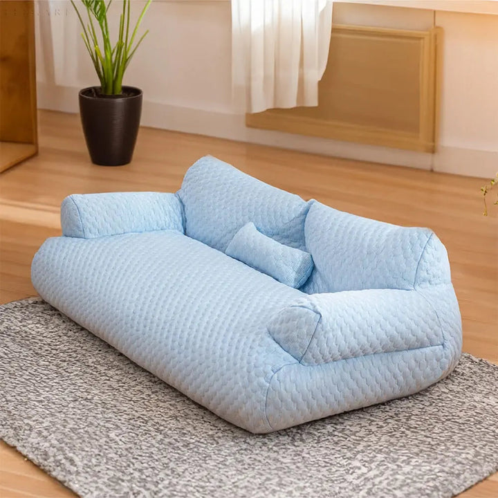 Washable Plush Pet Cushion Bed - CozyPaws-M-Blue-State of Style
