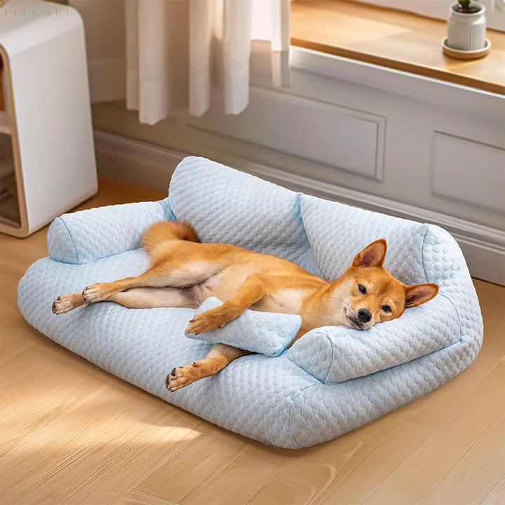 Washable Plush Pet Cushion Bed - CozyPaws-M-Blue-State of Style