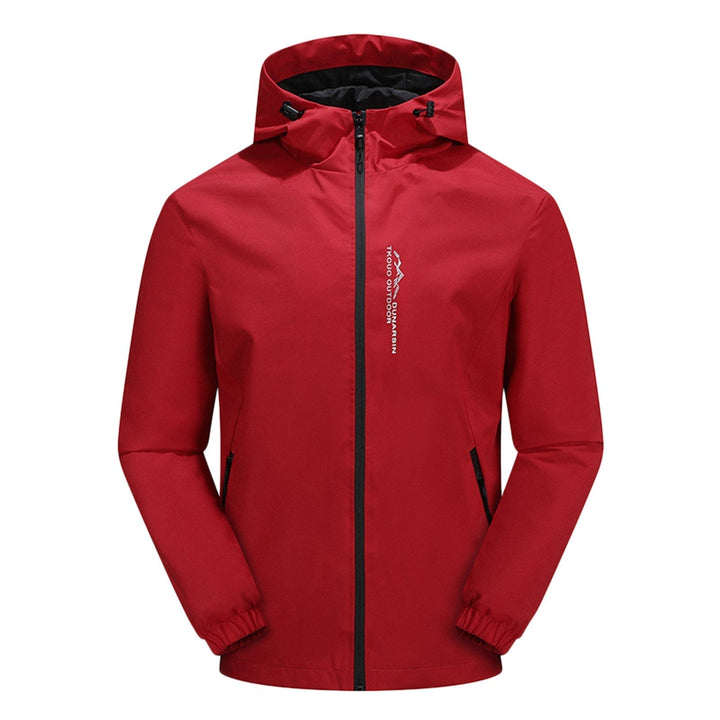 Water- and windproof outdoor jacket with hood - EcoShield-Red-XS-State of Style
