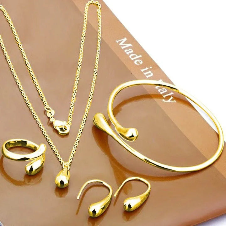 Water Drop Jewellery Set | S925 Silver Four-Piece-Gold-State of Style