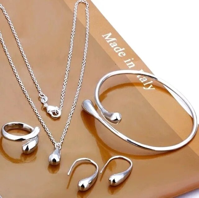 Water Drop Jewellery Set | S925 Silver Four-Piece-Silver-State of Style