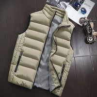 Water-repellent & Padded Men's Gilet with Stand-up Collar - Henrik-Gold beige-S-State of Style