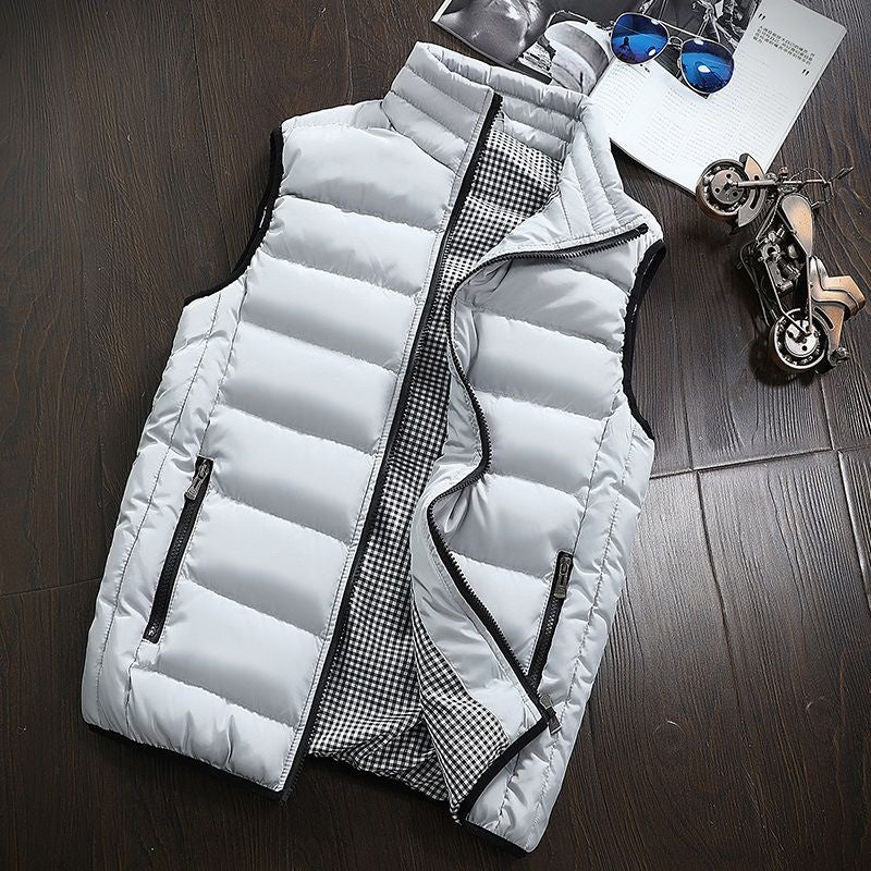 Water-repellent & Padded Men's Gilet with Stand-up Collar - Henrik-Light grey-S-State of Style