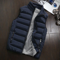 Water-repellent & Padded Men's Gilet with Stand-up Collar - Henrik-Navy blue-S-State of Style
