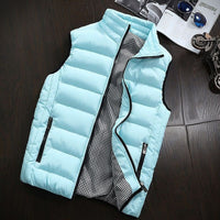 Water-repellent & Padded Men's Gilet with Stand-up Collar - Henrik-Turquoise-S-State of Style