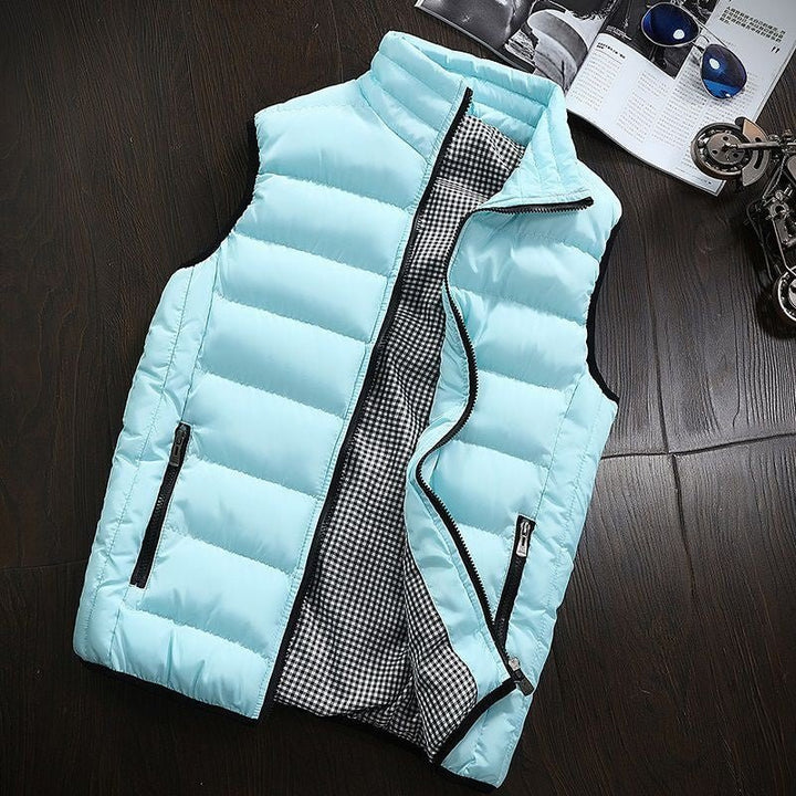 Water-repellent & Padded Men's Gilet with Stand-up Collar - Henrik-Turquoise-S-State of Style
