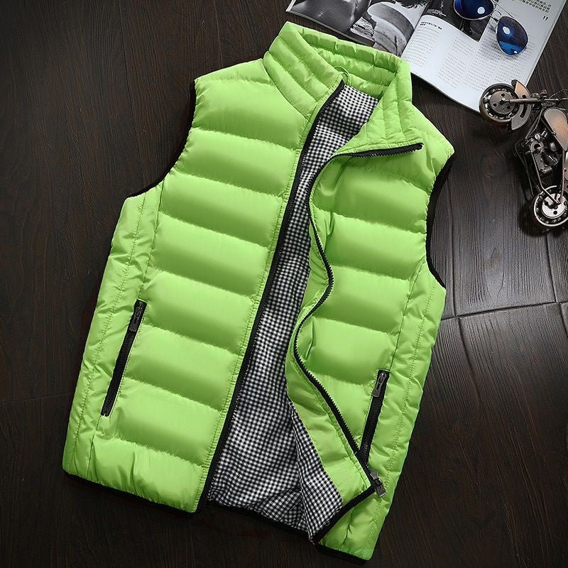 Water-repellent & Padded Men's Gilet with Stand-up Collar - Henrik-Yellow-green-S-State of Style