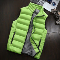 Water-repellent & Padded Men's Gilet with Stand-up Collar - Henrik-Yellow-green-S-State of Style