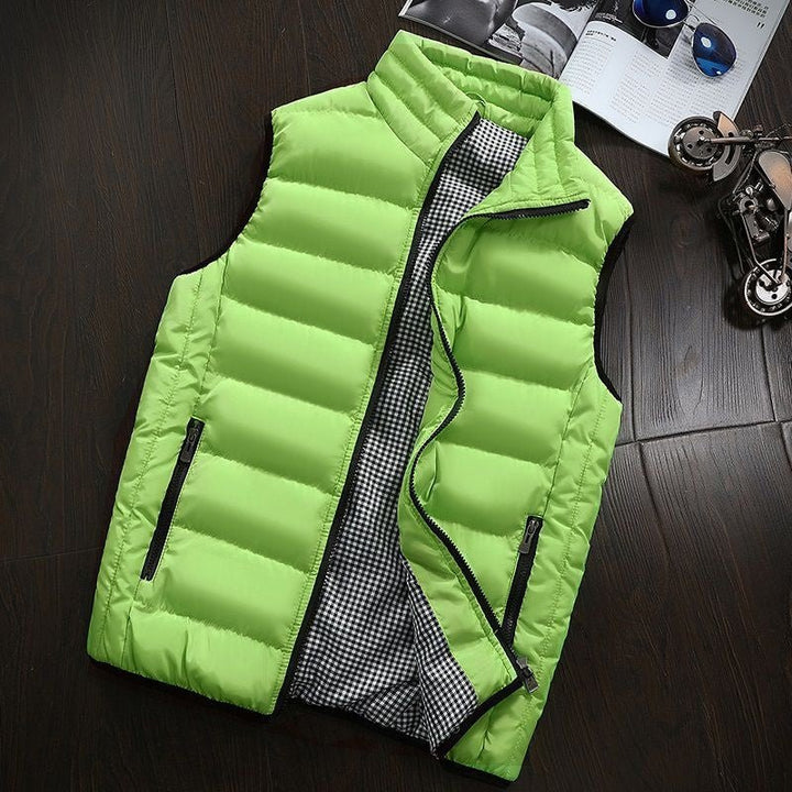 Water-repellent & Padded Men's Gilet with Stand-up Collar - Henrik-Yellow-green-S-State of Style