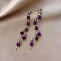 Waterfall Rose Earrings - Rosella-Purple-State of Style