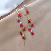Waterfall Rose Earrings - Rosella-Red-State of Style