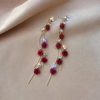 Waterfall Rose Earrings - Rosella-Red-State of Style