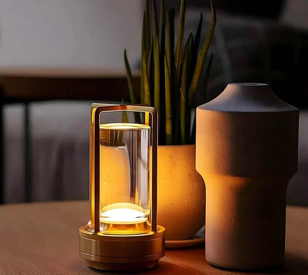 Waterproof and Portable Crystal Table Lamp - AuroraGlow-3 Colours - Touch Control-Gold-State of Style