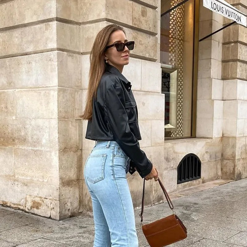 Waterproof Leather Summer Jacket for Women – Celeste-Black-S-State of Style