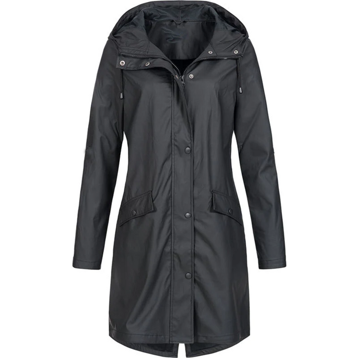 Waterproof Long Ladies' Raincoat - Luna-Black-S-State of Style