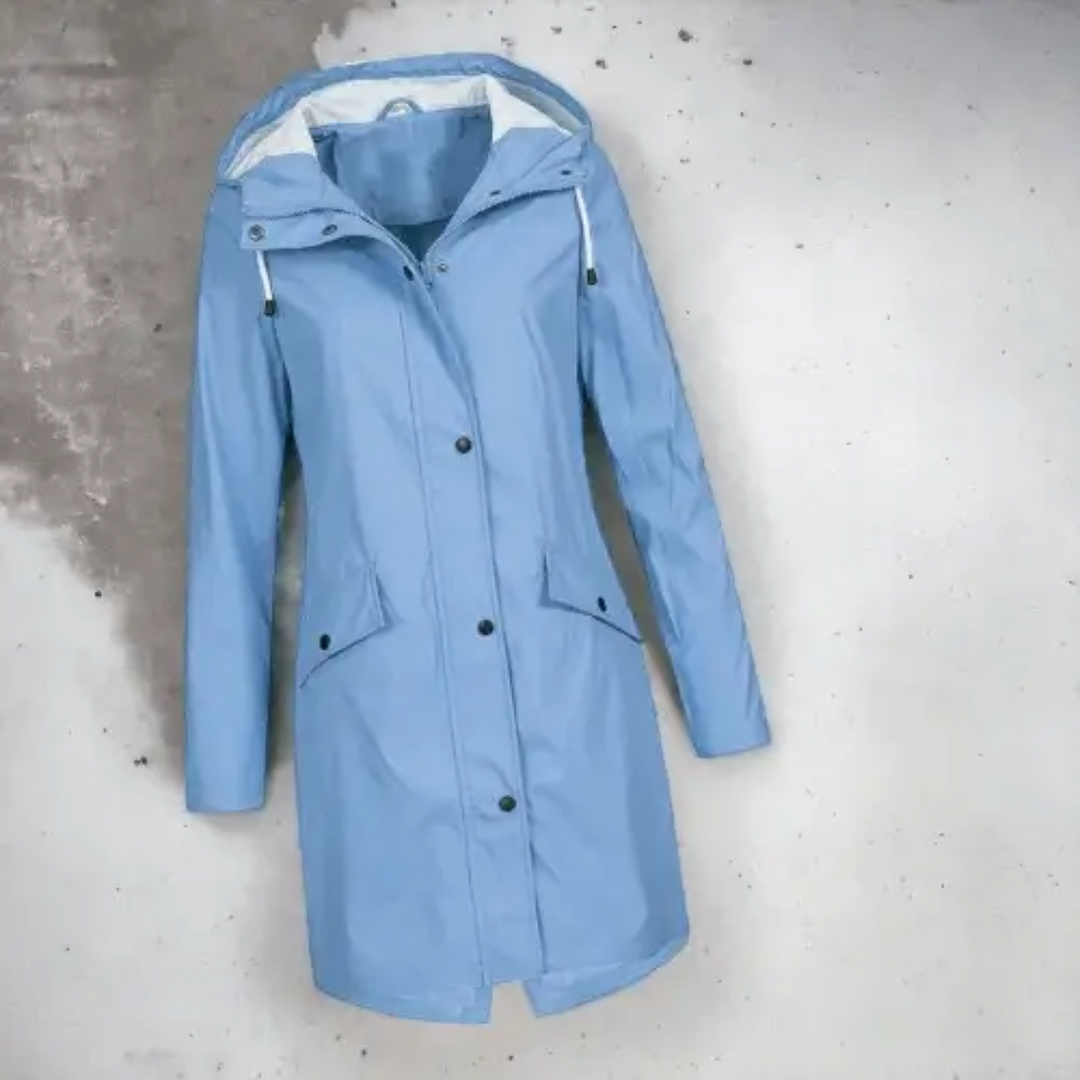 Waterproof Long Ladies' Raincoat - Luna-Blue-S-State of Style