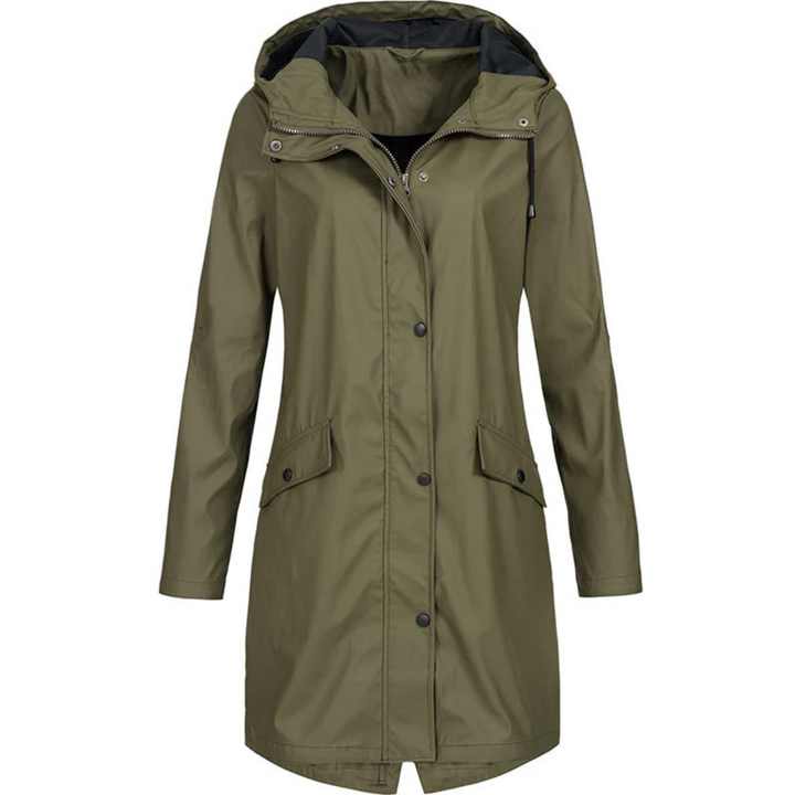 Waterproof Long Ladies' Raincoat - Luna-Green-S-State of Style
