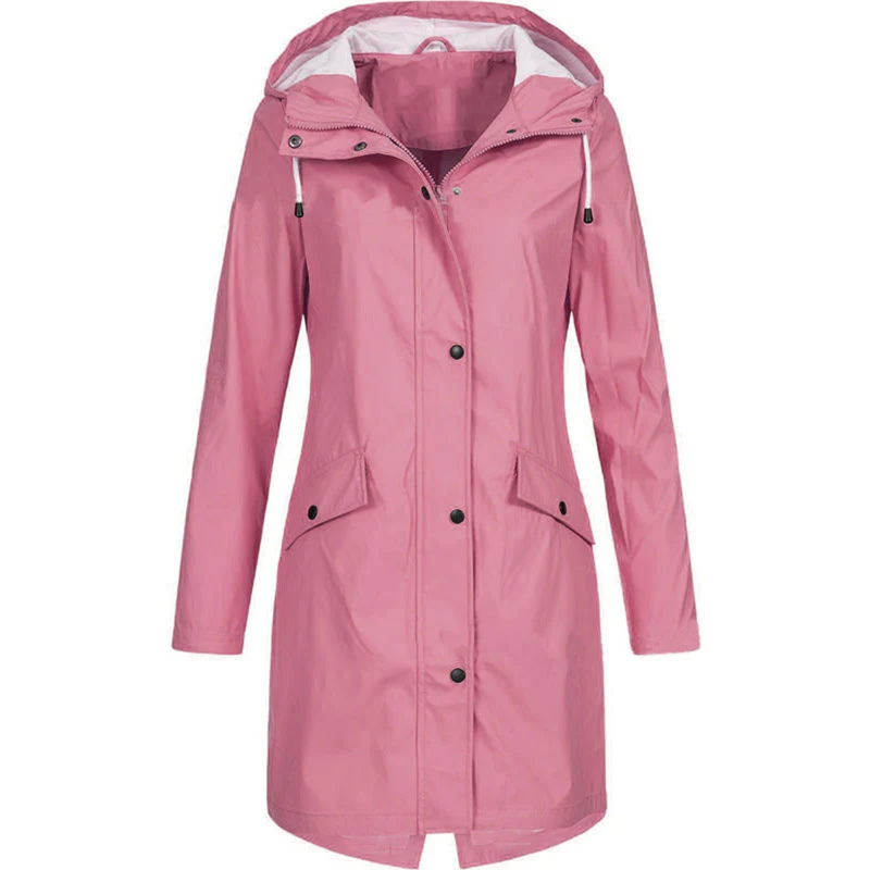 Waterproof Long Ladies' Raincoat - Luna-Pink-S-State of Style
