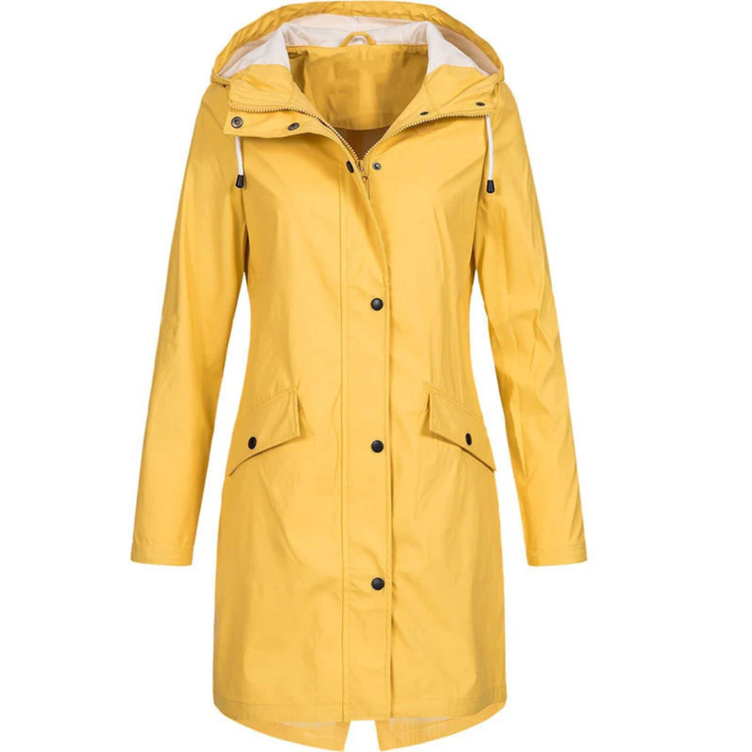 Waterproof Long Ladies' Raincoat - Luna-Yellow-S-State of Style