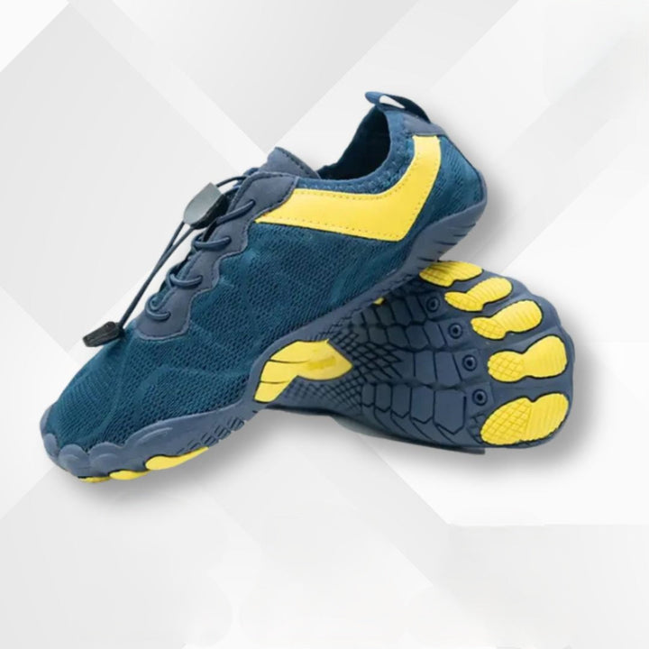 Waterproof orthopedic barefoot shoes – Nayla-Dark blue-yellow-3-State of Style