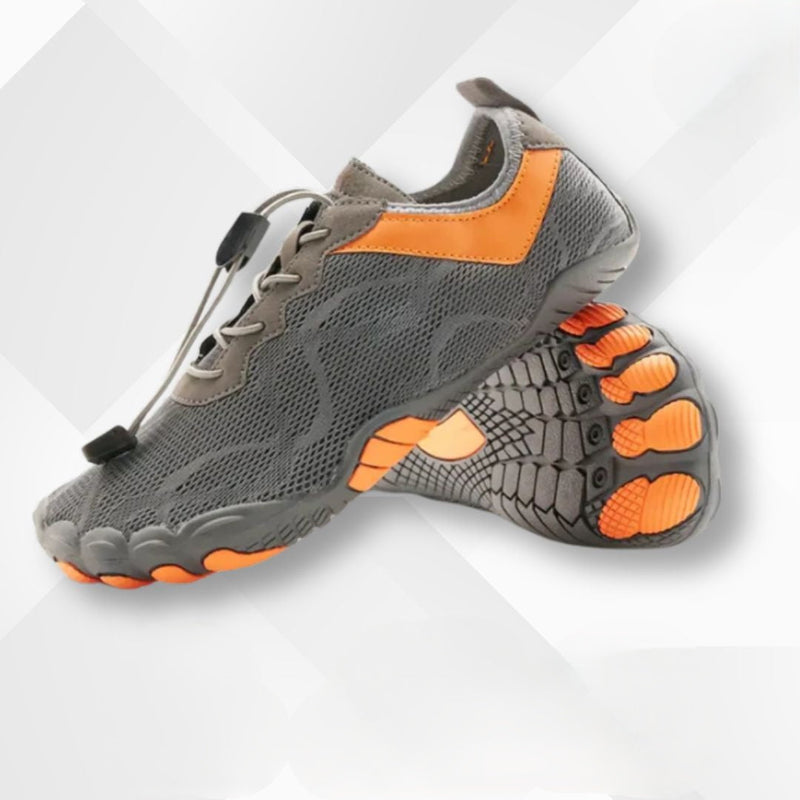 Waterproof orthopedic barefoot shoes – Nayla-Dark Grey-Orange-3-State of Style