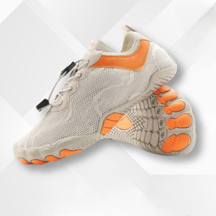 Waterproof orthopedic barefoot shoes – Nayla-Light grey-orange-3-State of Style