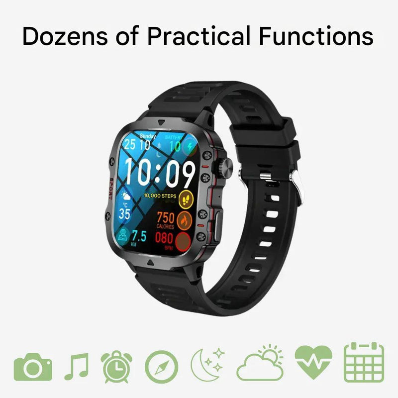 Waterproof Outdoor Smartwatch - TrailMate-Silicon Black-State of Style