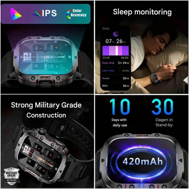 Waterproof Outdoor Smartwatch - TrailMate-Silicon Black-State of Style