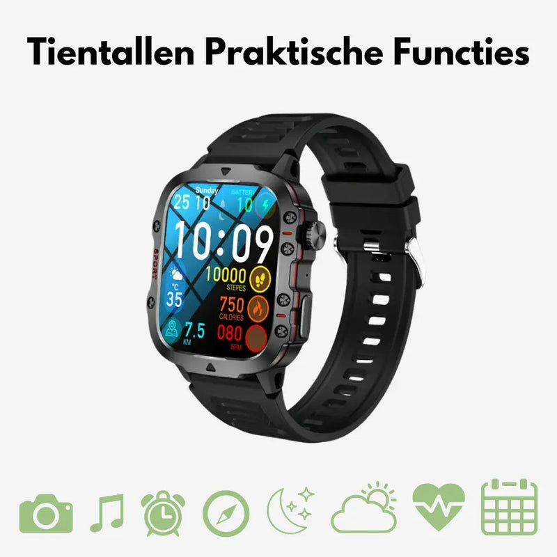 Waterproof Outdoor Smartwatch - TrailMate-Silicone Black-State of Style
