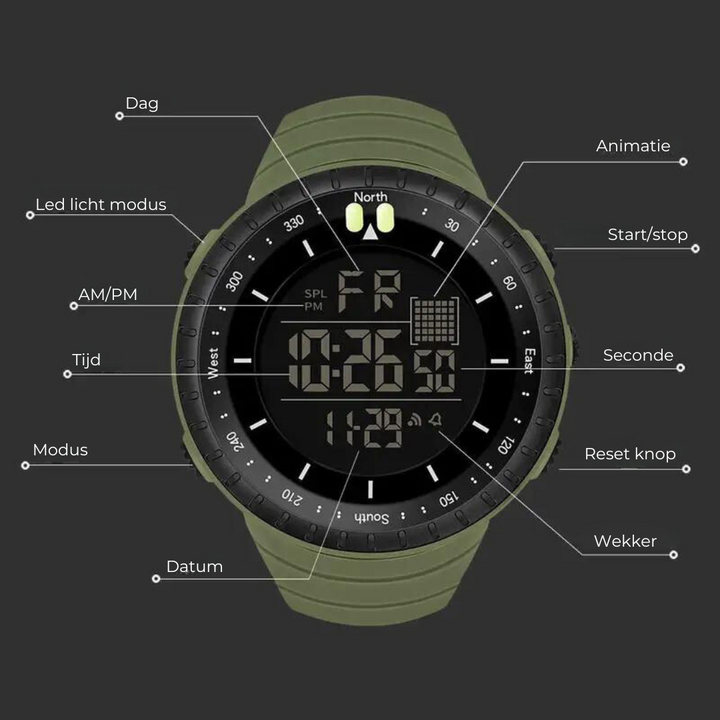 Waterproof Outdoor Watch - AdventureMaster-Black-State of Style