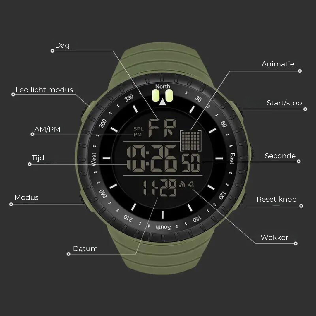 Waterproof Outdoor Watch - AdventureMaster-Black-State of Style