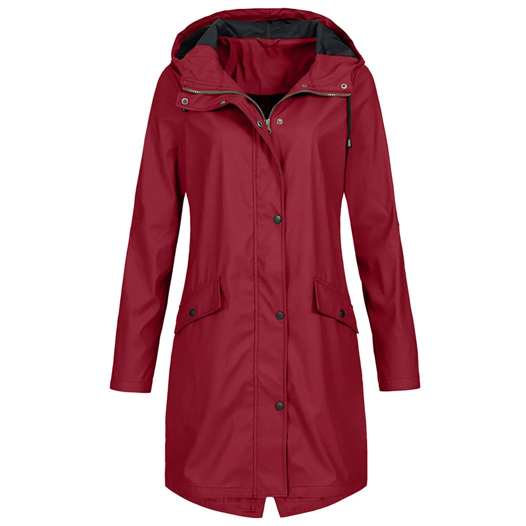 Waterproof Oversized Hooded Raincoat-BURGUNDY-S-State of Style